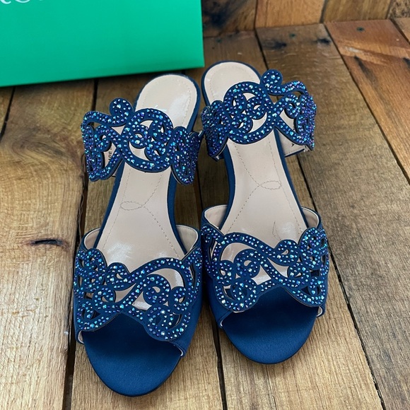J.Renee Shoes - J. Renee Francie Satin Rhinestone Embellished Slide Sandals